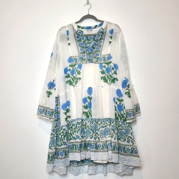 Tuckernuck Juliet Dunn White Poppy Flared Sleeve Dress Size XL - Picture 5 of 13